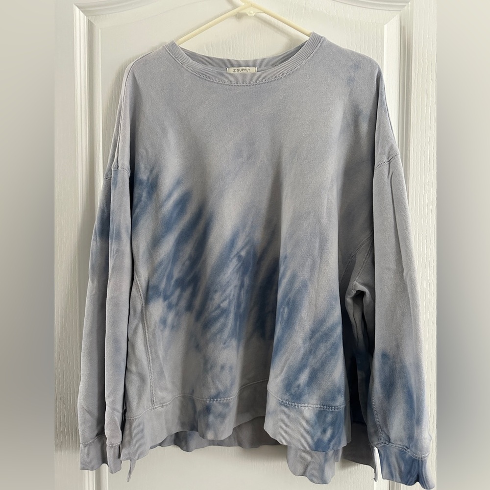 Z Supply Light Blue Tie Dye Tunic Sweatshirt -  M